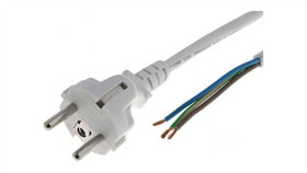 Kabel: 3X1mm2, Cee 7/7 (E/F) Wtyk, 1,8M, 16A Lt312 H05vv-F 3X1.0 1.8M Wht