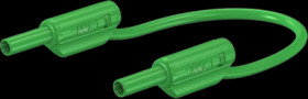 Measuring lead with (2 mm plug, spring-loaded, straight) to (2 mm plug, spring-loaded, straight), 0.6 m, green, PVC, 0.5 mm², CA