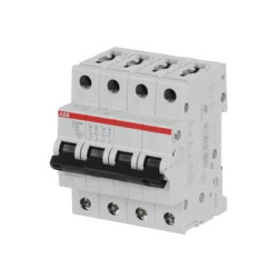 Wyłącznik nadprądowy MCB, Typ C, 4-biegunowy, 10A, 400V, 125V Szyna DIN, ABB S204M-C10, S200M