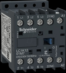 LC1K1201P7 Power contactor, TeSys D, 3-pin, 1 NC, 230 V