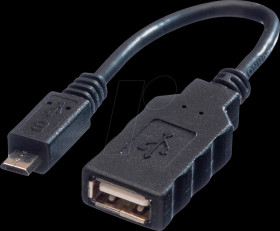 02.11.11 USB 2.0 cable, A connector to micro B socket, OTG, 0.15 m