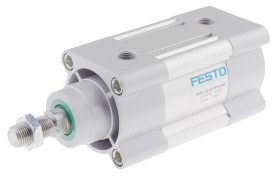 Siłownik pneumatyczny z tłoczyskiem skok: 25mm Festo Ø 63mm dwustronnego działania Action 218.1mm z amortyzacją