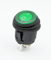 KCD5-G przełącznik okrągły kołyskowy hermetyczny podświetlany zielony ON-OFF; 6A / 250V