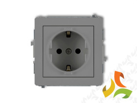 DECO Gniazdo pojedyncze z uziemieniem schuko (przesłony torów prądowych) szary mat 27DGP-1sp KARLIK