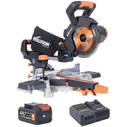 Evolution 064-0001A R185SMS-Li EXT Sliding Mitre Saw 18V 1 x 4.0Ah Li-ion
