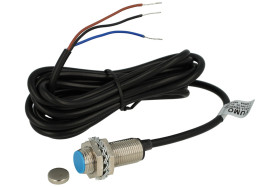 Czujnik; hallotronowy; zbliżeniowy; SM12-31010PA; PNP; NO; fi 12mm; 10mm; 5÷24V; DC; cylindryczny metalowy; zabudowany; z przewo