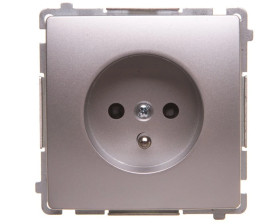 Simon Basic Gniazdo wtyczkowe z uziemieniem z przesłonami torów 16A 250V srebrny mat BMGZ1z.01/43