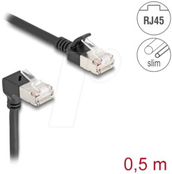 80304 Cat.6a patch cable, S/FTP, bottom angled / straight, 0.5 m