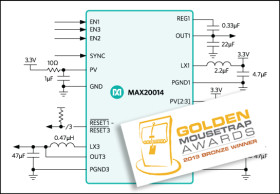 2.2MHz Sync Boost and Dual Step-Down Converters
