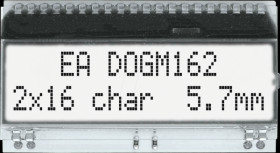 EA DOGM162W-A LCD text module, 48.3 x 12 mm, white