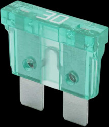 Automotive flat fuse, 30 A, 32 V, green, (L x W x H) 19.2 x 5.2 x 19.2 mm, F1530