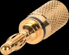 Banana plug, gold plated, cable Ø=4 mm