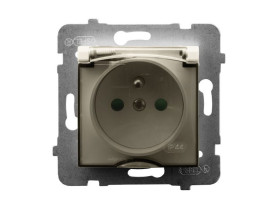 ARIA Gniazdo hermetyczne z uziemieniem IP-44 z przesłonami torów prądowych wieczko przezroczyste ecru GPH-1UZP/m/27/d OSPEL