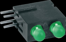 Signal light, 2.2 V (DC), green/green, 5 mcd, pitch 5.08 mm, LED number: 2, 1801.8833