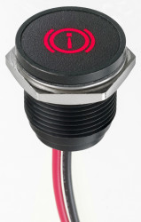 Lampka kontrolna do montażu panelowego 12V dc, czerwona 16mm LED Czarny Wyprowadzenia APEM