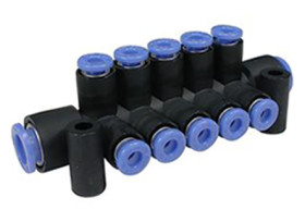 Rozdzielacz liczba wylotów 3 wylotowe Wciskane 6 mm PBT wlotowe Wciskane 6 mm liczba wylotów 2 1 MPa, 3 MPa (testowanie)