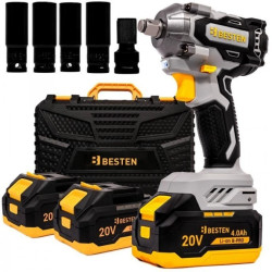 Klucz udarowy akumulatorowy BESTEN BE-2891 bezszczotkowy 20V 450 Nm 3 biegi, Smart-Loosening, 2x4.0Ah B-PRO, LED, walizka