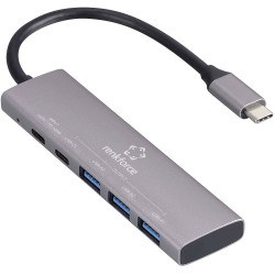 Renkforce RF-6439798 USB hub 5 ports 3.0 USB-C PD charging port Grey