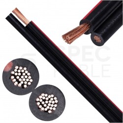 Kabel głośnikowy płaski SMYp 2x0,75mm2 Cu czarny NEKU