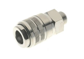 Szybkozłącze powietrza RS PRO G 1/4 męskie rodzaj Żeński Gwintowany Mosiądz niklowany 1/4in