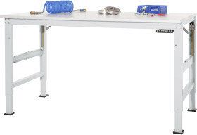 Manuflex AU9659.7035 Stół ROBOCZY UNIVERSAL Ergo E Memory z płytą PCW, szer. X gł. X wys. = 2500 x 1000 x 722-1002 mm sz