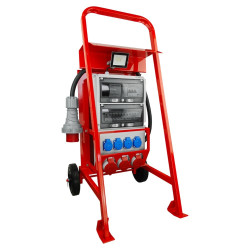 Rozdzielnica budowlana na stojaku z naświetlaczem eXT S/FI SET przenośna z gniazdami 32A 2x16A CEE MENNEKES 4x230V schuko rozdzi