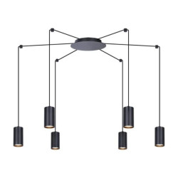 Lampa wisząca regulowana PUERTO czarna, sześć ramion - pająk na GU10 K-4898 Kaja Lighting