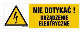 ZNAK - HB001 Nie dotykać! Urządzenie elektryczne - arkusz 8 naklejek - arkusz 8 naklejek 10 x 3,3 cm FN - Folia samoprzylepna