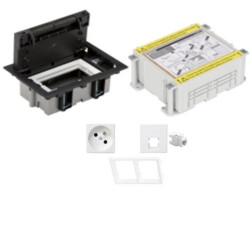 KONTAKT SIMON FLOOR BOX puszka podłogowa 1x gniazdo pojedyncze z/u + 1x gniazdo RJ45 kat. 6 nieekranowane + kaseta do wylewki