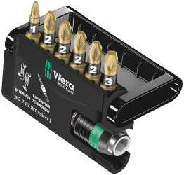 Zestaw końcówek do wkrętaka Sześciokątny, Pozidriv l. elementów: 7 rozmiar: PZ1, PZ2, PZ3 Zestawy końcówek Wera