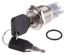 Wyłącznik kluczykowy IP40, SPDT, 5 A 3-Way, -20 → +55°C