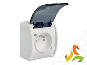 KOALA Gniazdo pojedyncze z uziemieniem natynkowe VG-1 IP44 białe klapka dymna 61.376 ELEKTRO-PLAST