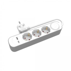 Przedłużacz stały 3x z włącznikiem oraz gniazdami USB A USB C 5m schuko PS-370SWS+USBA+USBC/5 E W-30008