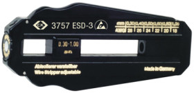 Precision wire stripper for PVC wires, PTFE wires, AWG 28-18, cable Ø 0.3-1 mm, L 98 mm, 20 g, T3757ESD 3