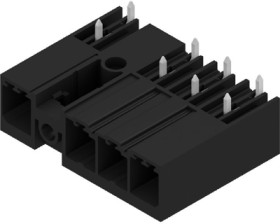 Pin header, 4 pole, pitch 7.62 mm, angled, black, 1156520000