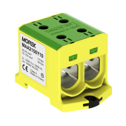 Morek Złączka szynowa do łączenia przewodów 25-150mm² 2xAl/Cu OTL 150-2 żółto-zielony zacisk uniwersalny MAA2150Y10