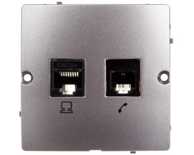 Simon Basic Gniazdo teleinformatyczne RJ45 kat.5e + RJ11 stal inox BMF5T.02/21