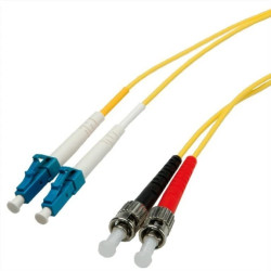 Kabel światłowodowy duplex, SingleMode E9/125µm LC/ST, żółty, 1 m