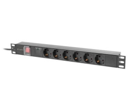 Listwa zasilająca RACK PDU 19 LANBERG 1U 16A 6X 230V SCHUKO 2M czarna PDU-06F-0200-BK