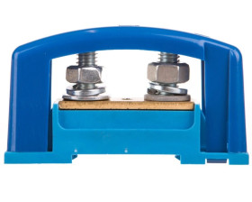 Zacisk ochronny 2xM8 niebieski z pokrywą na szynę TH35 E.4122P