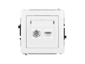 DECO Mechanizm gniazda antenowego poj. typu F (SAT) + gniazda komp. poj. 1xRJ45, kat. 5e, 8-stykowy biały mat 25DGFK-1 KARLIK