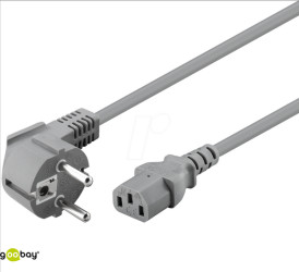 50076 Abgewinkeltes Kaltgeräte-Anschlusskabel, 2 m, Grau