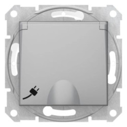 Sedna Gniazdo pojedyncze z/u IP44 (z. bezgwint.) aluminium SDN2800860