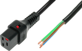 Connection cable, International, C19 socket, straight on open end, H05VV-F3G1.5 mm², black, 2 m, IL19-SE-H05-3150-200