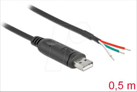 63497 USB 2.0 converter, A to 1x RS-232, 3x open ends, 0.5 m