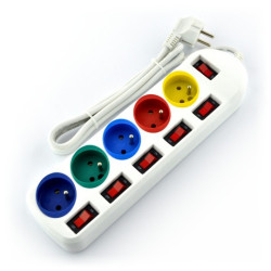 Listwa zasilająca Esperanza ELK101 Rainbow 5 Pro - 1,5m - biała