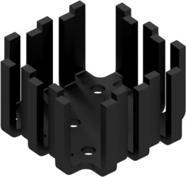 Finger shaped heatsink, (L x W x H) 45 x 45 x 25.4 mm, 6 K/W, black anodized, 10034937