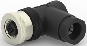 Circular connector, 2 pole, screw connection, screw locking, angled, T4112002021-000