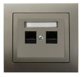 KIER Gniazdo komputerowe podwójne 2xRJ45 kat.6 MMC satyna light GPK-2W/K6/45