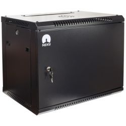 Szafa wisząca RACK 19" 9U 450mm drzwi pełne czarna NEKU TS BOX
